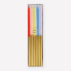 Meri Meri Gold Dipped Rainbow Mix Candles (x 16) - Pretty Day