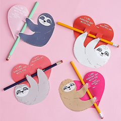 Paper Source Wholesale - Sloth Pencil Valentine Card Kit - Pretty Day