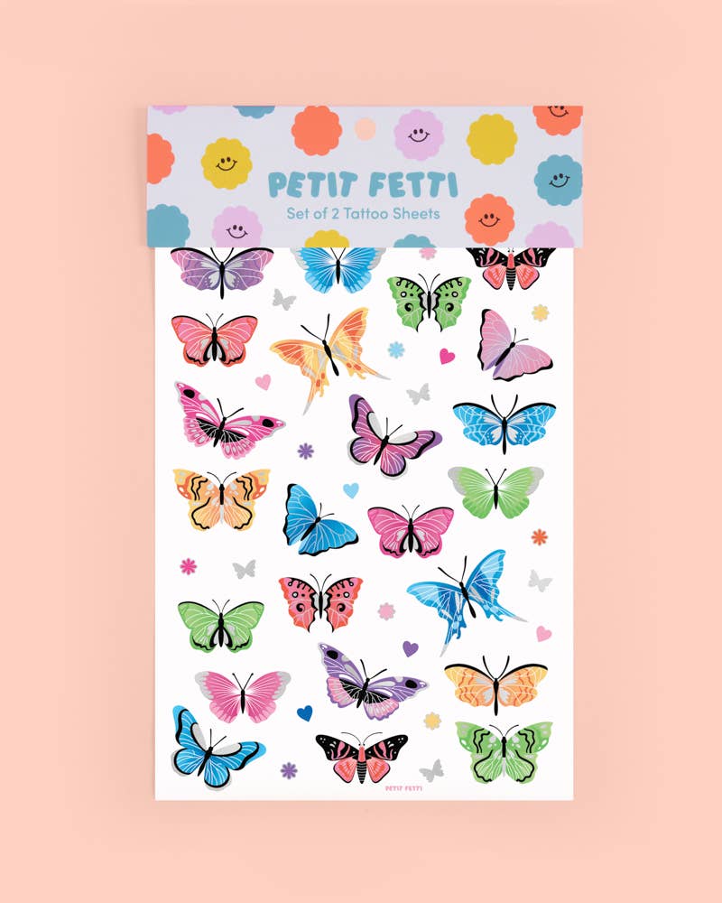 Petit Fetti - Butterfly Foil Kids Temporary Tattoos, Bday Party ...