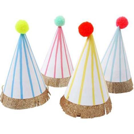 Meri Meri Striped Pom Pom Party Hats S4040 | Pretty Day