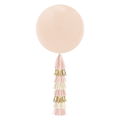 3ft Jumbo Round Balloon & Tassel Tail - Blush & Gold S2070 - Pretty Day