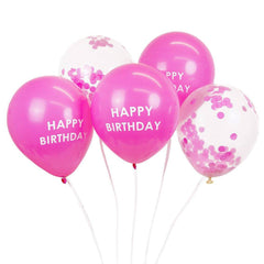 Happy Birthday Pink Confetti Balloons- 5 pack S2156 - Pretty Day